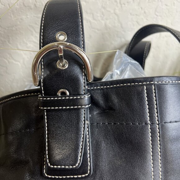 Vintage Coach Black Leather Soho Handbag Shoulder Purse M05D-9544 - Picture 6 of 12